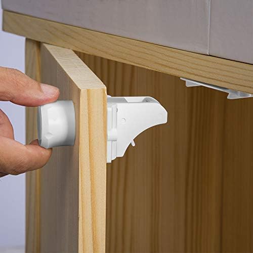 Vmaisi Adhesive Child Safety Magnetic Cabinet Locks Baby Proofing Latches