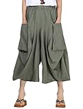 Mordenmiss Women's Casual Harem Pants with Big Pockets (X-Large, Green)