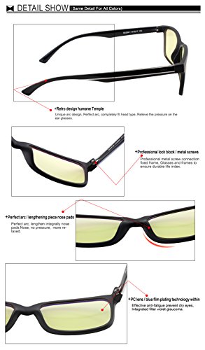 DUCO-New-Design-Video-Computer-Gaming-Glasses-with-Amber-Tint-Lens-TR90-Yellow-Arms-224