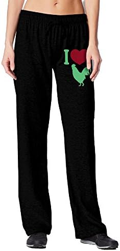 BakeOnion Women's I LOVE COCK Jogger Workout Pants Black