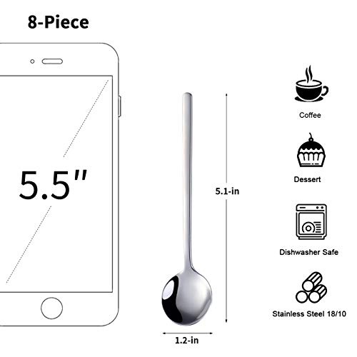 Poylim Stainless Steel 18/10 Demitass Espresso Teaspoons, Set of 8