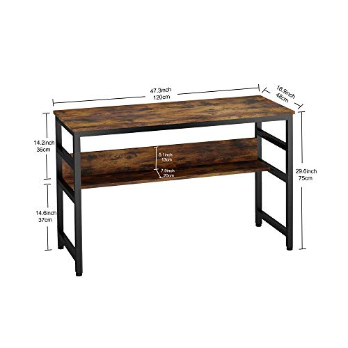 Ruitta 47" Writing Computer Desk, Home Office Desk with Bookshelf