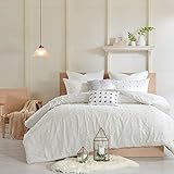 Urban Habitat Brooklyn Teen Girls Duvet Cover Set Twin/Twin XL Size - Ivory, Tufted Cotton Chenille Dots â€“ 5 Piece Duvet Covers Bedding Sets â€“ 100% Cotton Jacquard Girls Bedding Bed Sets