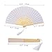 Metable 8pcs Folding Fan White Silk Bamboo Handheld Folded Fan Bridal Dancing Props Church Wedding Gift Party Favors Home Office DIY Decor