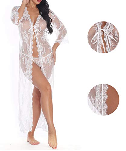 ShinyStar-Babydoll-da-Donna-Sexy-in-Pizzo-con-Cintura-e-Perizoma