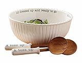 Mud Pie 4601029 Salad Bowl (Set of 3 pieces), White