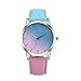 Start Unisex Women's Chic Rainbow Leather Band Wrist Watch Bracelet (Blue)