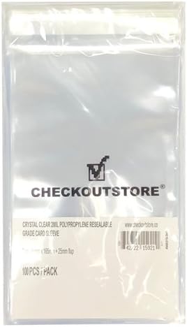 CheckOutStore (400) Grade Card Protective Sleeves with Sealable Flap (Crystal Clear)