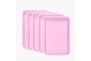 SENLIN DENTAL 5PCS Stainless Steel Trays, Autoclavable Dental Trays, Sturdy and Durable Can Be Used to Store Lab Instruments, Dental Instruments, Medical Instruments, Jewelry Tools (Pink)