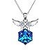 EleQueen 925 Sterling Silver Square Zodiac 12 Constellation Sign Pendant Necklace Blue Made with Swarovski Crystals