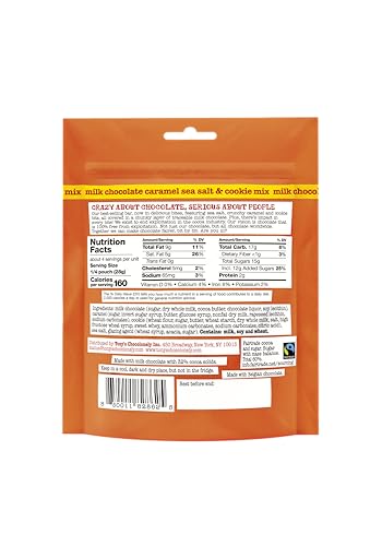 TONY’S CHOCOLONELY BELGIAN MILK CHOCOLATE CARAMEL SEA SALT & COOKIE MIX LIL’ BITS CANDY PIECES FOR SNACKS, GIFTS, OR GIFT BASKET, MADE FROM QUALITY FAIRTRADE COCOA, 1 POUCH, 4 OZ