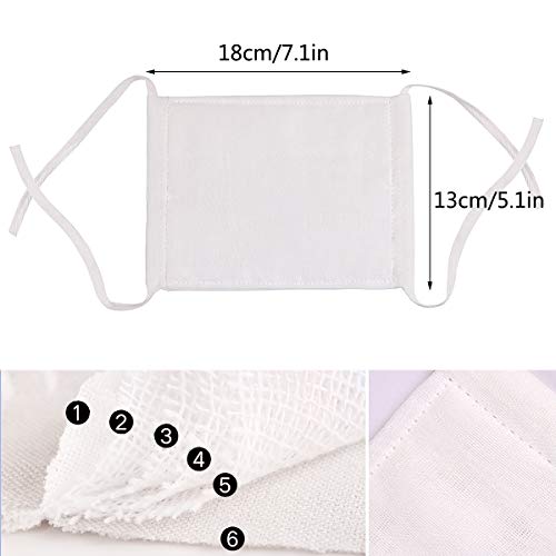 KISSBUTY 2 Pack Unisex Mouth Mask Adjustable Anti Dust Face Mouth Mask, White 6 Layers Gauze Face Mask for Cycling Camping Travel - Thumbnail 2