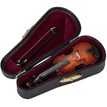 ZAMTAC Gifts Violin Music Instrument Miniature Replica with Case, 10x3.5cm