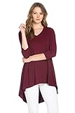 Frumos Womens 3/4 Sleeve High Low Tunic V Neck Top Made In USA