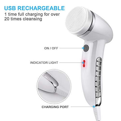 Cleansing Facial Brush, Facial Cleansing Spin Rechargeable Brush Set with 4 Heads,Complete Face Spa System, Gentle Exfoliating, Deep Cleansing, Removing Blackhead and Facial Beauty Massage - Thumbnail 4