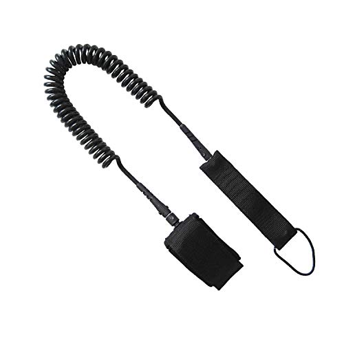 Neolife 6' SUP Coiled Ankle Cuff Safety Leash for Inflatable Paddle Board Surfboard Black