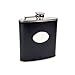 Genuine Faux Leather Hip Flask Holding 6 oz - Pocket Size, Stainless Steel, Rustproof, Screw-On Cap