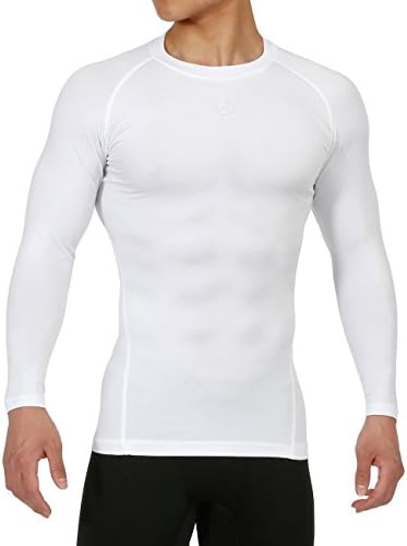 ARMEDES Men's Compression Premium Underlayer Running Tight Long Sleeve T-Shirt WHITE,XL