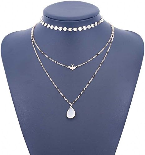 AL001 DOVE New Peace Dove Soar Flying Layers Crystal Sequins Chain pigeon bird Water Drop Pendant Multilayer NecklacE