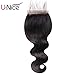 UNice Hair Brazilian Body Wave 5x5 Lace Closure Free Part with Baby Hair, 100% Unprocessed Human Virgin Hair Natural Color (14'' Closure)