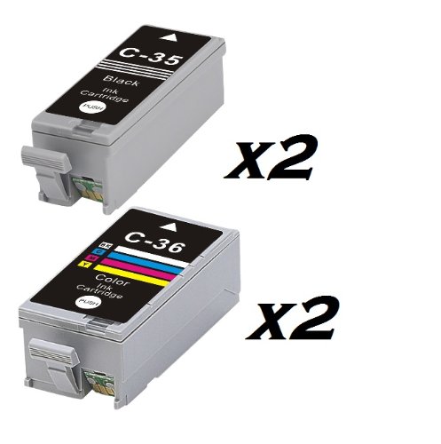 4X OR 2 SETS COMPATIBLE CANON PGI-35 BLACK & CLI-36 COLOUR INK CARTRIDGES FOR PIXMA IP100, IP110, MINI 260,320. PGI-35BK & CLI-36C