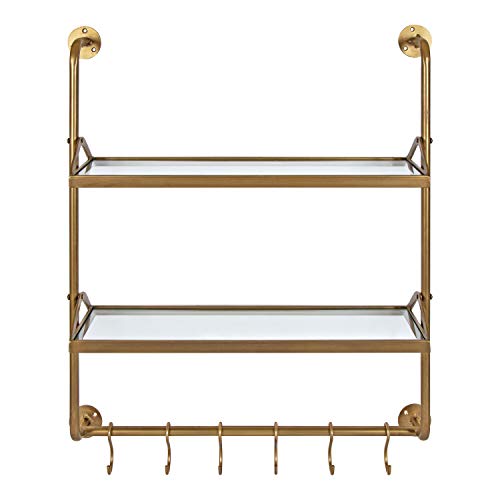 Kate and Laurel Marit Modern Industrial Wall Shelf with Metal Pipe