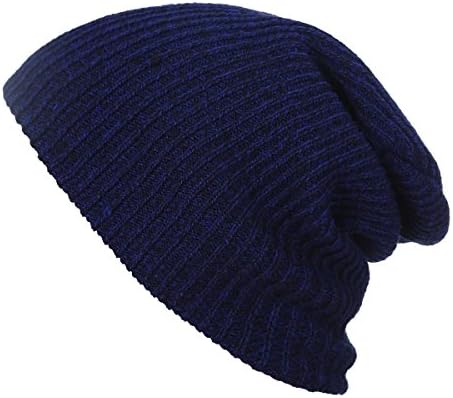 Veenajo Slouchy Winter Hats Knitted Comfort Daily Beanie Caps Soft Warm Ski Hat (Navy)