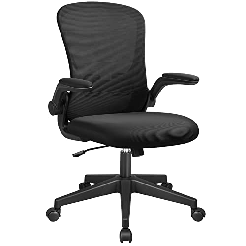 Devoko Office Desk Chair Ergonomic Mesh Chair Lumbar Support with Flip Up Arms and Adjustable