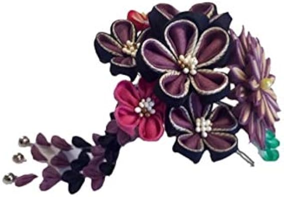 つまみかんざし つまみ花 つまみ細工 紫 濃紫 結婚式 成人式 卒業式 舞台 お正月 髪飾り ピン コーム 通販 Amazon