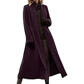 chouyatou Women's Elegant Shawl Collar Open Front Wool Coat Formal Work Mid Long Winter Pea Coat