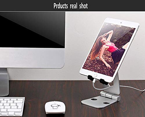 Foldable Tablet Stand, ZOORE Adjustable Phone Stand - Portable Full Alumimum Desktop Tablet Holder Stand compatible with iPad, iPhone, Nintendo Switch, Samsung Tab S7, Fire Tablet, Kindl - Silver
