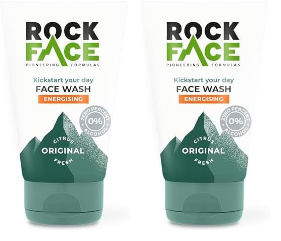Rock Face Energising Face Wash for Men 100ml | Everyday Face Wash | Fresh Citrus | For Smooth Skin | Alcohol Free (Pack of 2)