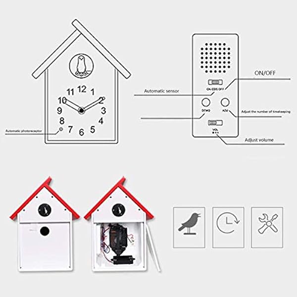 純木のカッコウの壁時計 ヨーロッパの振り子のクォーツ時計 自動光受