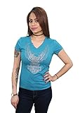 Harley-Davidson Womens Silver Upwing Eagle Teal Shirt