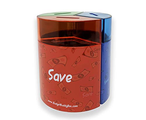 DE Save Spend Share Money Jar | Three-Part Money Tin Teaches Kids Financial Management - Deposit Coins and Bills