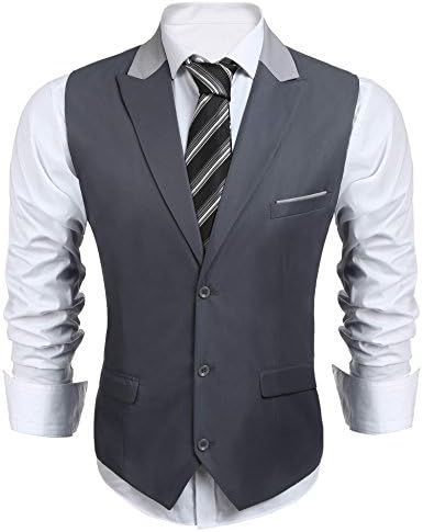 Simbama Mens Plaid Layered Vest Dress Suit Vest Formal Waistcoat For Wedding