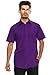 Men's Regular-Fit Solid Color Short Sleeve Dress Shirt, Purple Shirts (2XL)