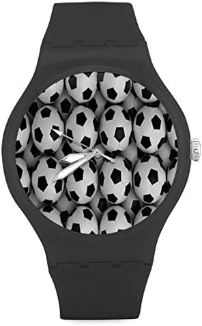 Best Friends/Sisters/Brothers Gifts Many Soccer Balls Footballs Art Unisex Round Rubber Sport Quartz Watch,Watch Face Diameter: 1.58"