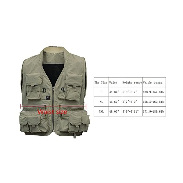 Isafish-Fly-Fishing-Vest-Mens-Multifunction-Pockets-Waistcoat-Jacket-Mesh-Breathable-Quick-Dry-Travels-Sports-Outdoor-Vest-L-Khaki