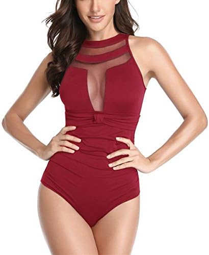 XYZDZ Women's One Piece Swimsuits Swimming Costume Tummy Control Swimwear High Neck Slimming Bathing Suit