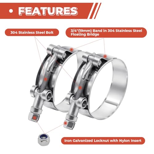 24 Pack 12 Size T-Bolt Hose Clamps, Stainless Steel_304 Working Range 28mm-116mm photo 11