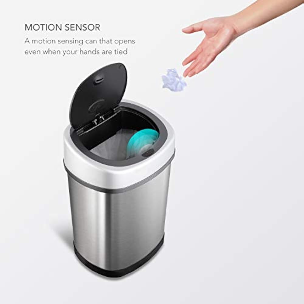 DZT129 Automatic Touchless Infrared Motion Sensor Trash Can, 3 Gal. L., Steel eBay