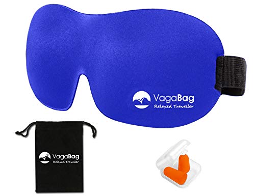Vagabag Sleep mask Ear Plugs and Transport Pouch Adjustable 14g (Berry Blue)