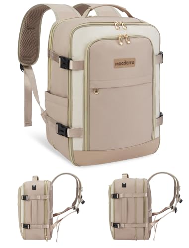 MOCOCITO Airplane Cabin Travel Backpack 40 x 20 x 25, Travel Bag for Ryanair EasyJet Hand Luggage Backpack Travel Backpack Unisex Waterproof 20L, Apricot/Brown, Fashion