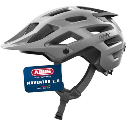 ABUS MTB-Helm Moventor 2.0 - komfortabler Fahrradhelm fürs Gelände - All-Mountain-Helm - für Damen und Herren - Silber, Größe M