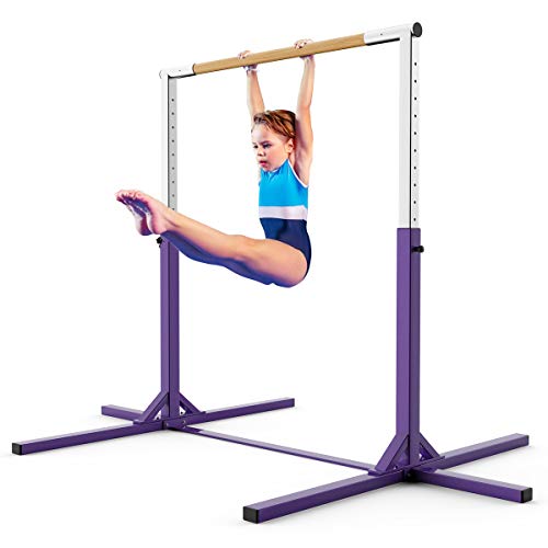 ALBAD Gymnastics Horizontal Bars - Expandable Gym Kip Bar for Junior Training Bar Adjustable Home Folding Gymnastic Equipment for Kids (Square-Purple)