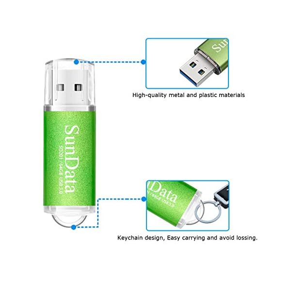 SunData 64GB USB Stick USB 3.0 Speicherstick USB-Flash-Laufwerk USB 3.0 bis zu 80MB/Sek, （Single Pack: Grün） – Bild 7