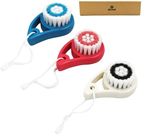skineat Facial Cleansing Brush And Bodys Soft Red White And Blue Small Set of 3 Pack
