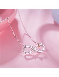 BlingGem Women’s 18K White Gold-Plated 925 Sterling Silver Infinity Rose Pendant Necklace,18 Inch