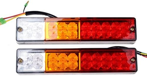 2x 20-LED Car Truck LED Trailer Tail Lights Turn Signal Reverse Brake Light, Stop Rear Flash Light Lamp, DC12V Red-Amber-White, Waterproof IP65 (Pack of 2)